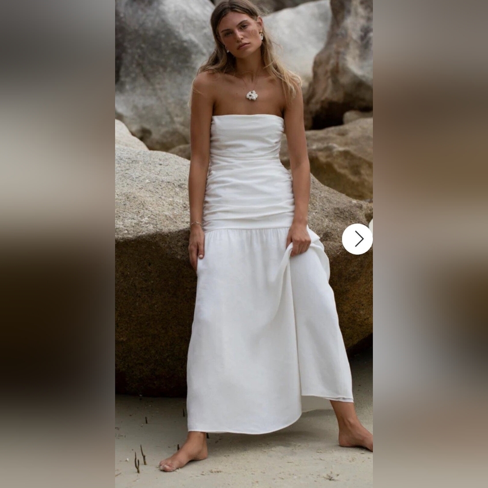 SIR Cael Linen Gathered Midi Dress